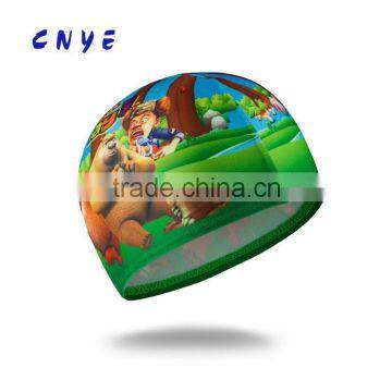 CNYE High Quality Kids Lycra Nylon Spandex Swimming Cap,New Promotional Silicone Kids Swim Cap photo-2