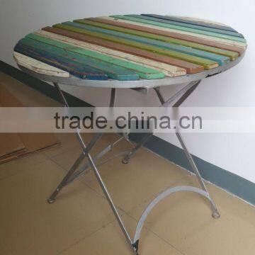 Wrought Iron leg with solid wood top table(DC1202301)