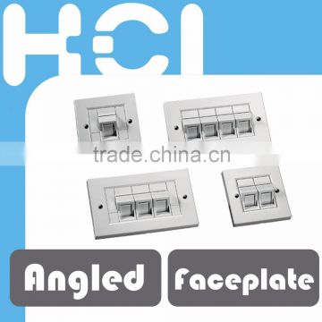 Ethernet Single-Gang and Double-Gang Angled Cable Wall Plates