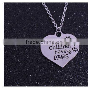 2016 New Fashion Alloy Jewelry Sculpture Letter Member of Family Silver Children Necklace Heart Pendant photo-4