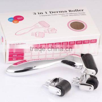 Cheaper price titanium 1200,600,180 needles 3 in 1 derma rollers,micro needle roller -L013B