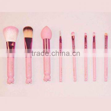 New Arrival! 8pcs Hello Kitty Makeup Brushes Professional Pink Plastic Handle Synthetic Hair Makeup Brush Set With Mirror photo-6
