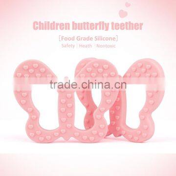Pretty color butterfly shape soft teething toy silicone