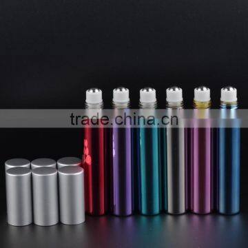 Wholesale 10ml refillable UV gel colored roll on perfume bottle, tube glass bottle, essential oil roll on glass bottles