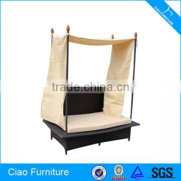 All weather rattan garden sunbed with canopy