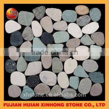 Flat Stone Mixed Pebble Tile, Pebble Tile for Wall Decoration