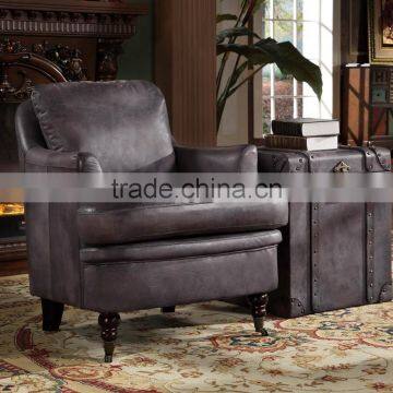 American Replica Genuine Leather Living Room Couch/Vintage Leather Arm Chair
