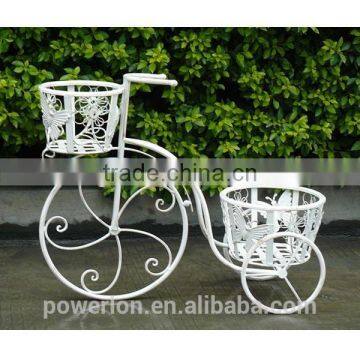 POWERLON Anti White Metal Bicycle Flower Plant Stand 2 Pots Vintage Style photo-2