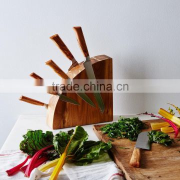 Magnetic Wood Knife Block Acacia or walnut wood with steel magnets metal club