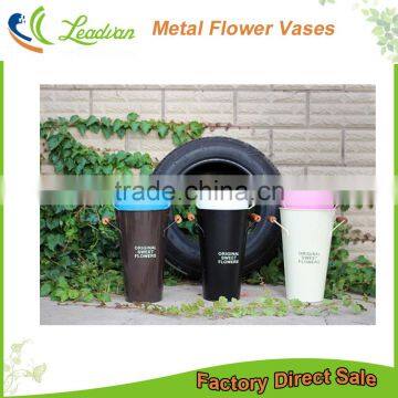 Cheap Bulk Galvanized Metal French High White Painted Tall Flower Vase