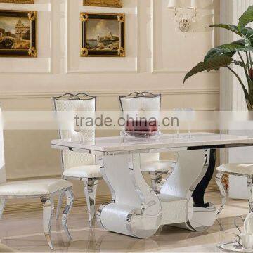 2014 Latest stylish stainless steel dining table with chair AH1061