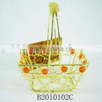 Gold Rectangle Metal Chirstmas gift basket for decor/storage