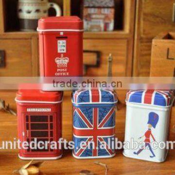 1pc London Flag Telephone Booth Post Tin Box Mini Candy Jar Saving Bank Gift Box