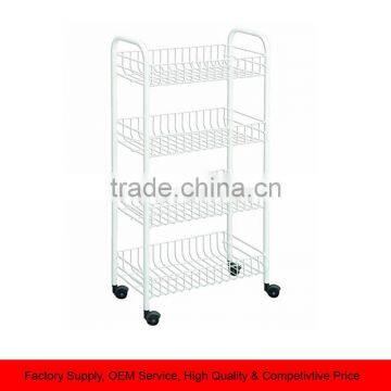 Wire World 4-tier vegetable storage Rolling basket Cart White