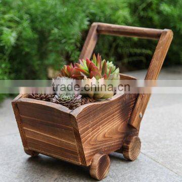 Indoor Small Cart Wooden Flower Pot