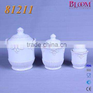 Flower shape white glaze ceramic coffee creamer container