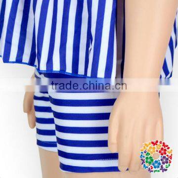 Blue White Stripe Flutter Sleeveless Baby Clothes Summer Outfit Girls Summer Boutique Outfits photo-5