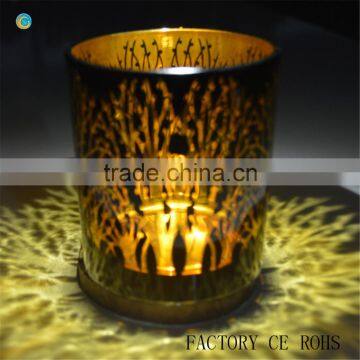 Trees golden recycled glass candle containers wholesale
