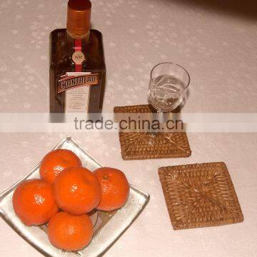 Square Rattan Coasters With Holder / Rattan Coasters Rattan Platemat photo-5