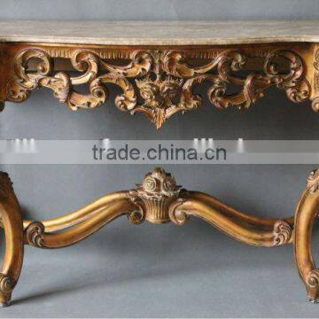 Marble Top Antique Gold Console Table for Living Room ME-0432-01 photo-3