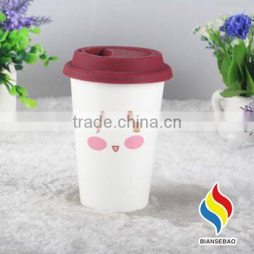 No Handle Custom Ceramic Travel Coffee Mug With Silicone Lid photo-2