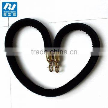 1.5 Meter black velvet rope with gold hook for crowd control barrier