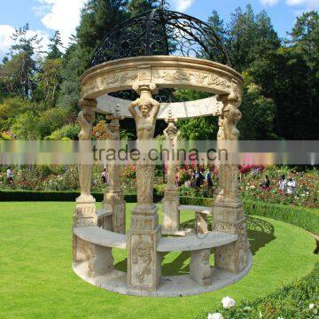 outdoor garden decoration marble carving figure stone gazebo