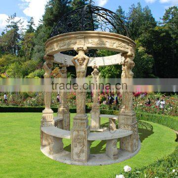 Hot Sale Modern Home Decor Marble Carving Stone Gazebo photo-4