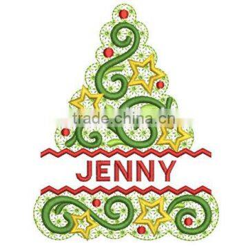 Christmas Tree Machine Embroidery Design Beautiful Elegant Font Frame photo-2