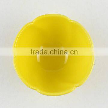 4.5"yellow Color Flower Shape Custom Ceramic Soup Bowl photo-3