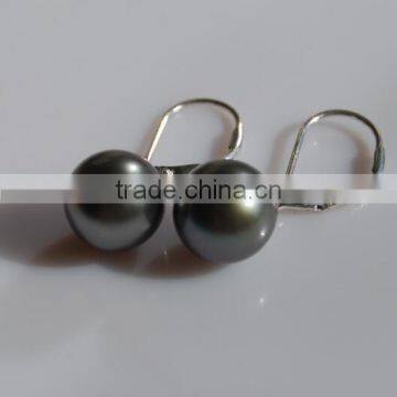 9-10mm AAA fashion tahitian pearl earrings with silver clasp