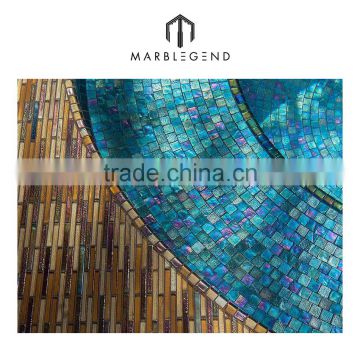 Cheap price swimming pool tiles blue glass mosaic manufacturer