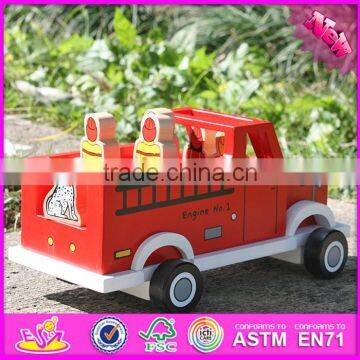 2017 New Products Dog and Four Firemen Wooden Toy Fire Trucks W04A315 photo-5