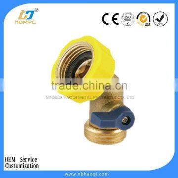 Brass 45 Degree Garden Hose Elbow With Shut Off Valve