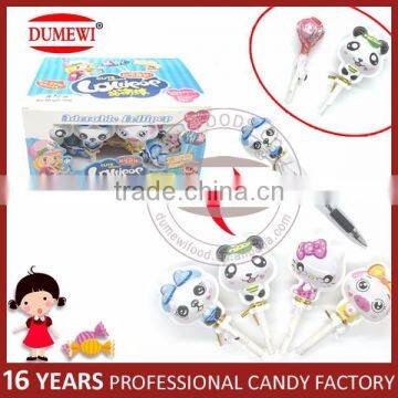 Lovely Animal Shape Lollipops Candy with Funny Pen Cap Toy