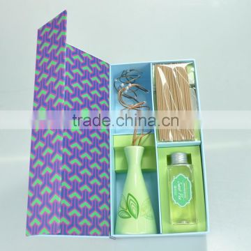 Rattan stick aroma diffuser oil in ceramic bottle, incense set