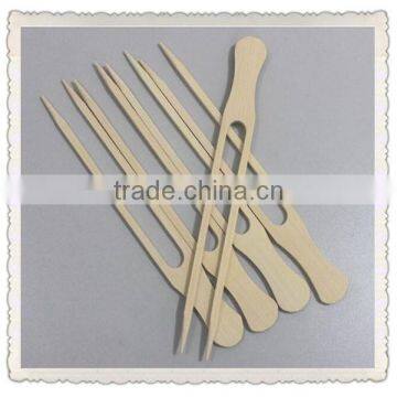 Disposable bamboo double prong skewer