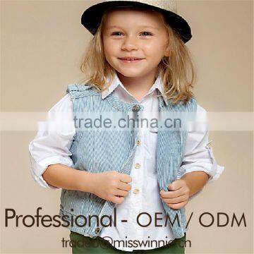 Girls Sleeveless Stripe Vest Design Stylish Kids Girl Autumn Cotton Stripe Waistcoat Custom photo-3