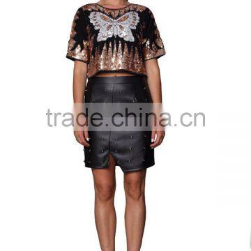 2015 New Design Fashion Women Sequin Tops for Summer photo-2