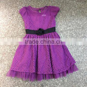 Girls' stocklots latest designs purple fancy party dress