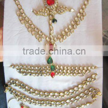 Wedding Dulhan BRIDAL KUNDAN NECKLACE Set photo-3