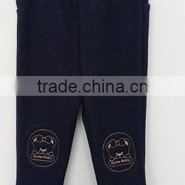 Cute Baby Girls Navy and Pink Embroidered Pants for Winter