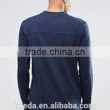 Fashion Men Baseball Collar Long Sleeves Top T-shirt Custom photo-2