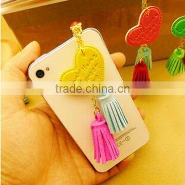 New Arrival Heart Pendant Mobile Phone Dustproof Hot Selling Crystal Dust Plugs With Tassels photo-4