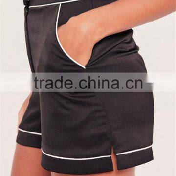Custom Satin Boxer Shorts Women Plain Black Satin Highwaisted Shorts Wholesale photo-2