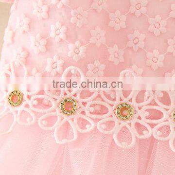 2017 Vietnam Summer Fashion Baby Frock Design Pink Short Sleeves Embroidery Flower Sweet Birthday Party Dresses Turkish Dress photo-5