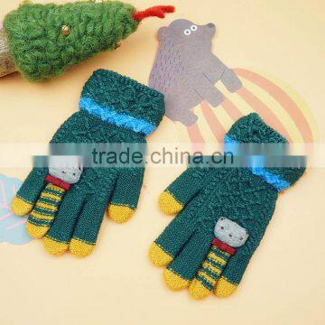 TC13026 New Design Funny Animal Pattern Winter Warm Kids Gloves High Quality Knitted Kids Gloves With Finger photo-2