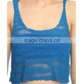 Blue Slim-fit Sleeveless Summer Sexy Women Vest photo-4
