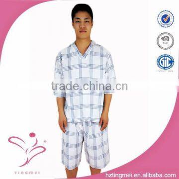 100% cotton mens summer shorty pajamas