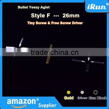 (MOQ:100pcs) 26mm Yeezy Shoelaces Metal Bullet Endings - DIY Shoelace Accessories in Gold&Silver&Gun Black - Accept Custom photo-3
